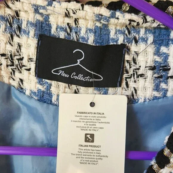 π NEW Collection ITALY Italian Open Blazer Jacket Blue Black White Gold Blue M - Picture 2 of 14